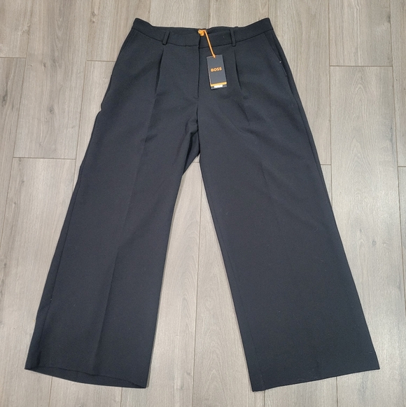 NWT - Hugo Boss Women's Classic Black Wide-Leg Pants - Picture 2 of 8